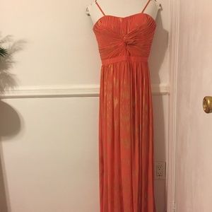 "Aqua dresses" formal peach & gold prom dress